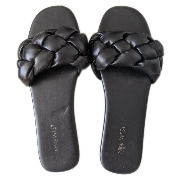 Nine West braided woven sandal slides, flat summer shoes, size 9.5 - Picture 2 of 4